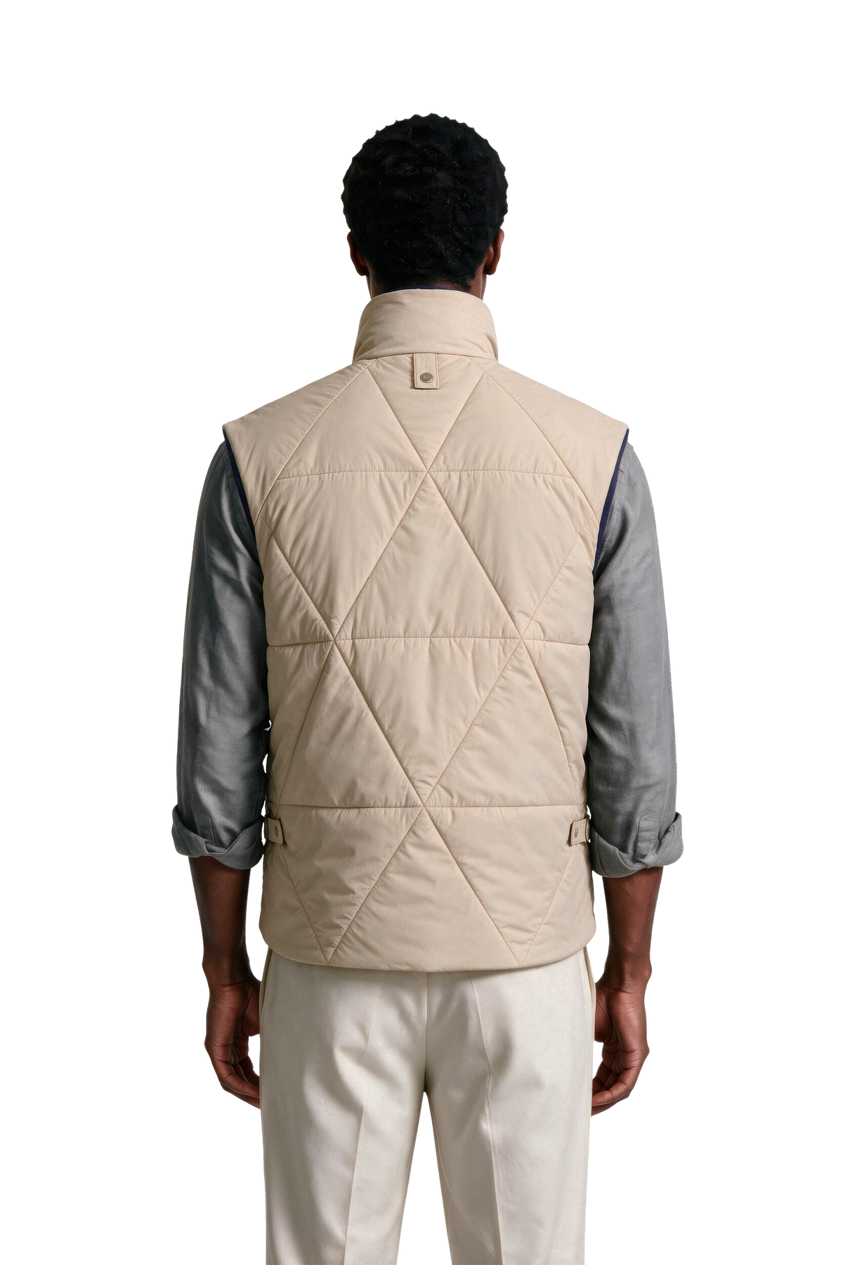 Alvier Navy-Beige BEIGE Model Back
